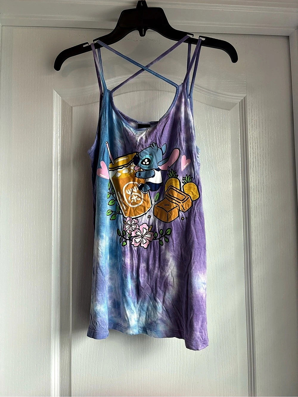 Disney Lilo & Stitch Boba Tie-Dye Girls Strappy Tank Top Strappy Tank Top Medium